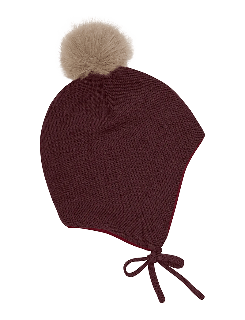 Minymo - Hat w. detachable fake fur - beanies - catawba grape - 0