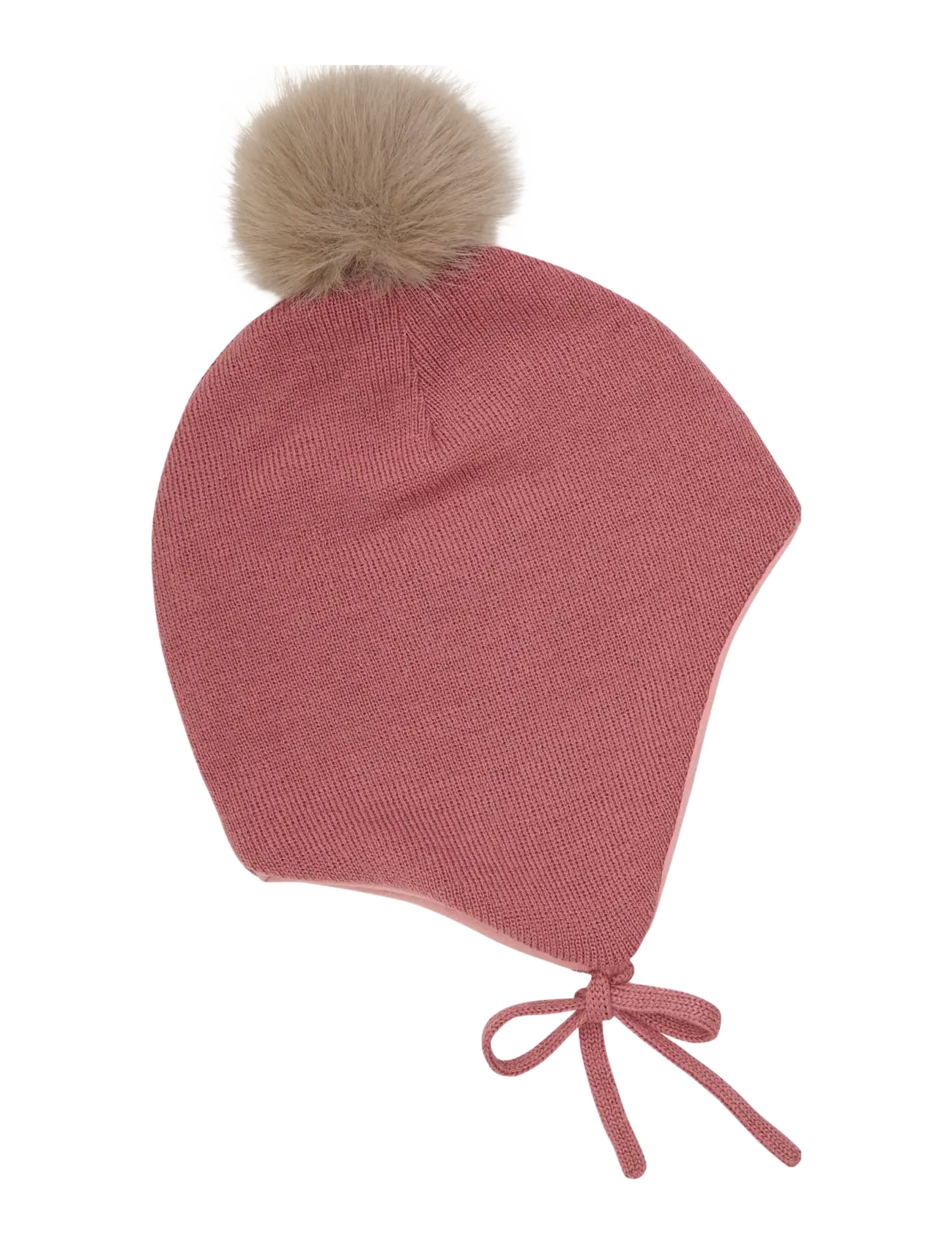 Minymo Hat W. Detachable Fake Fur, 6-9M, Hats, Rosa - Beanie, Kinder