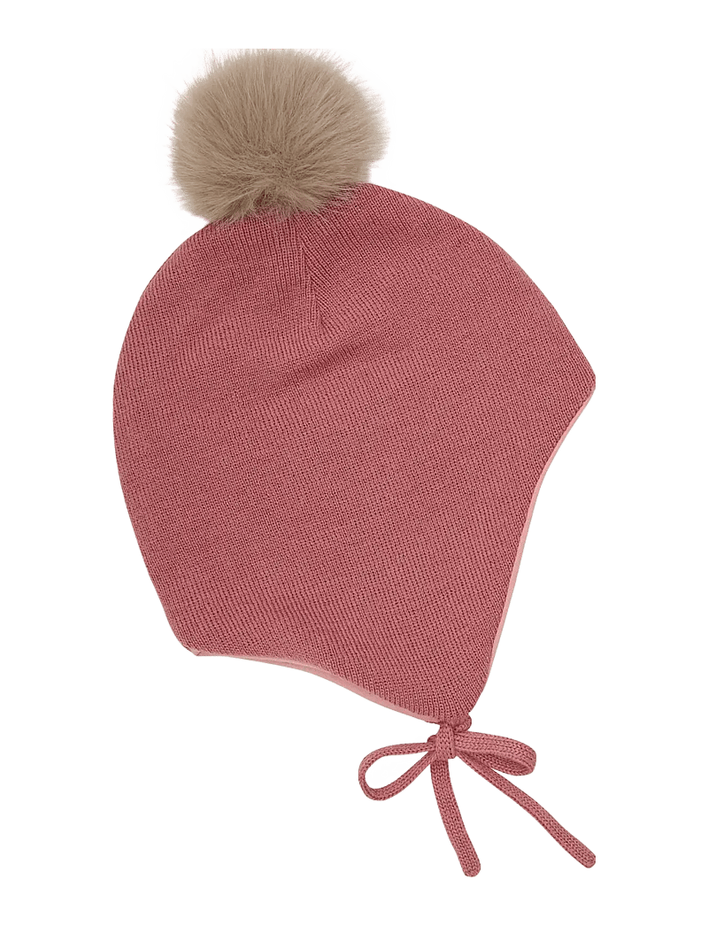 Minymo - Hat w. detachable fake fur - beanies - withered rose - 0