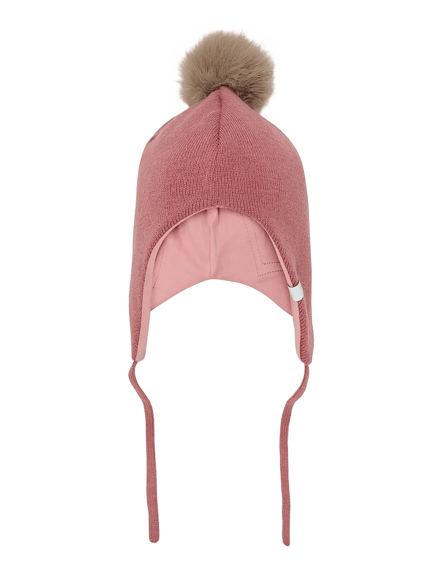 Minymo - Hat w. detachable fake fur - beanie cepures - withered rose - 1
