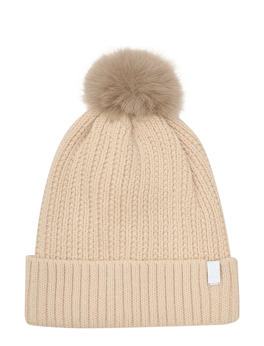 Minymo - Hat w. detachable fake fur - beanie cepures - sandshell - 1