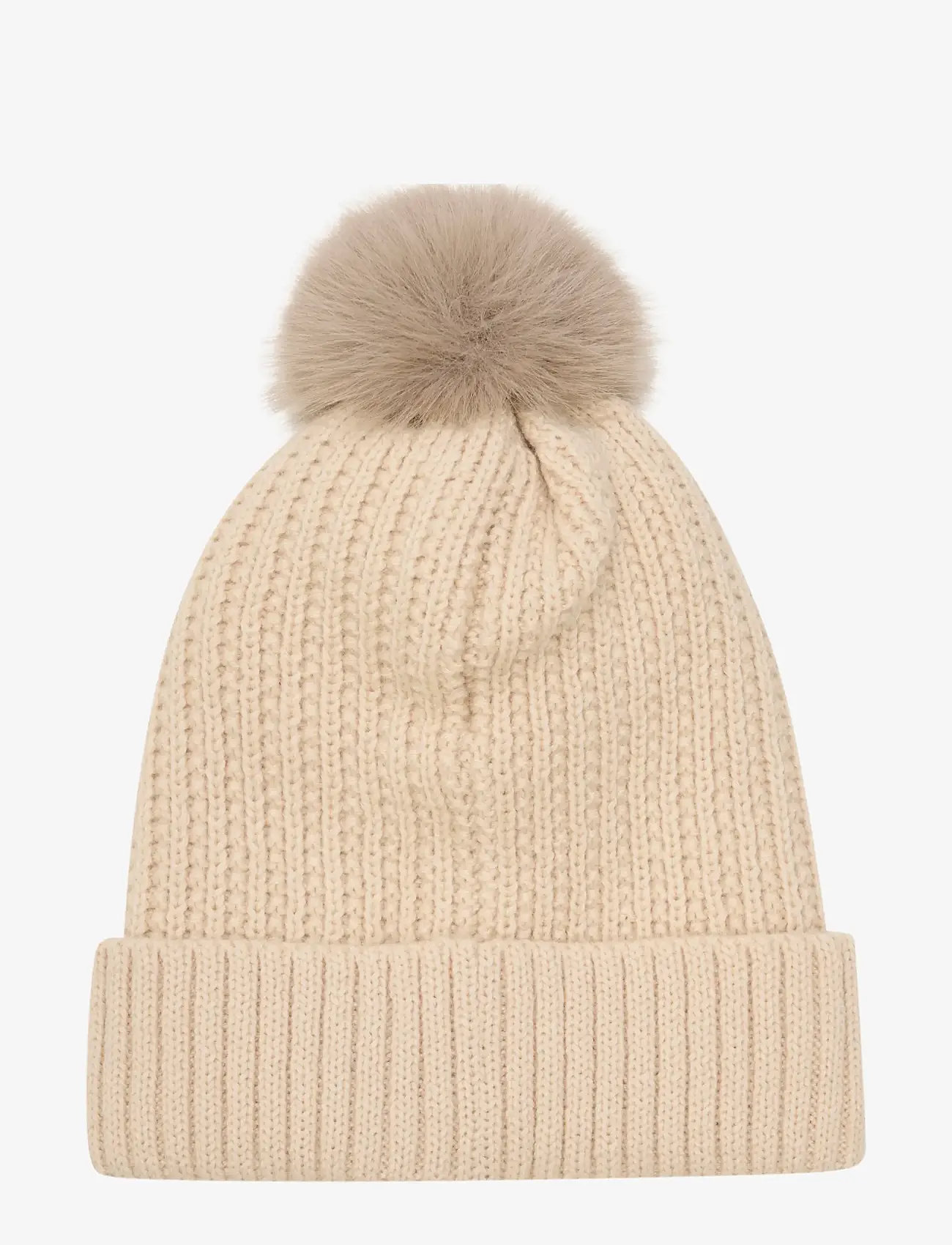 Minymo - Hat w. detachable fake fur - accessoires - sandshell - 2