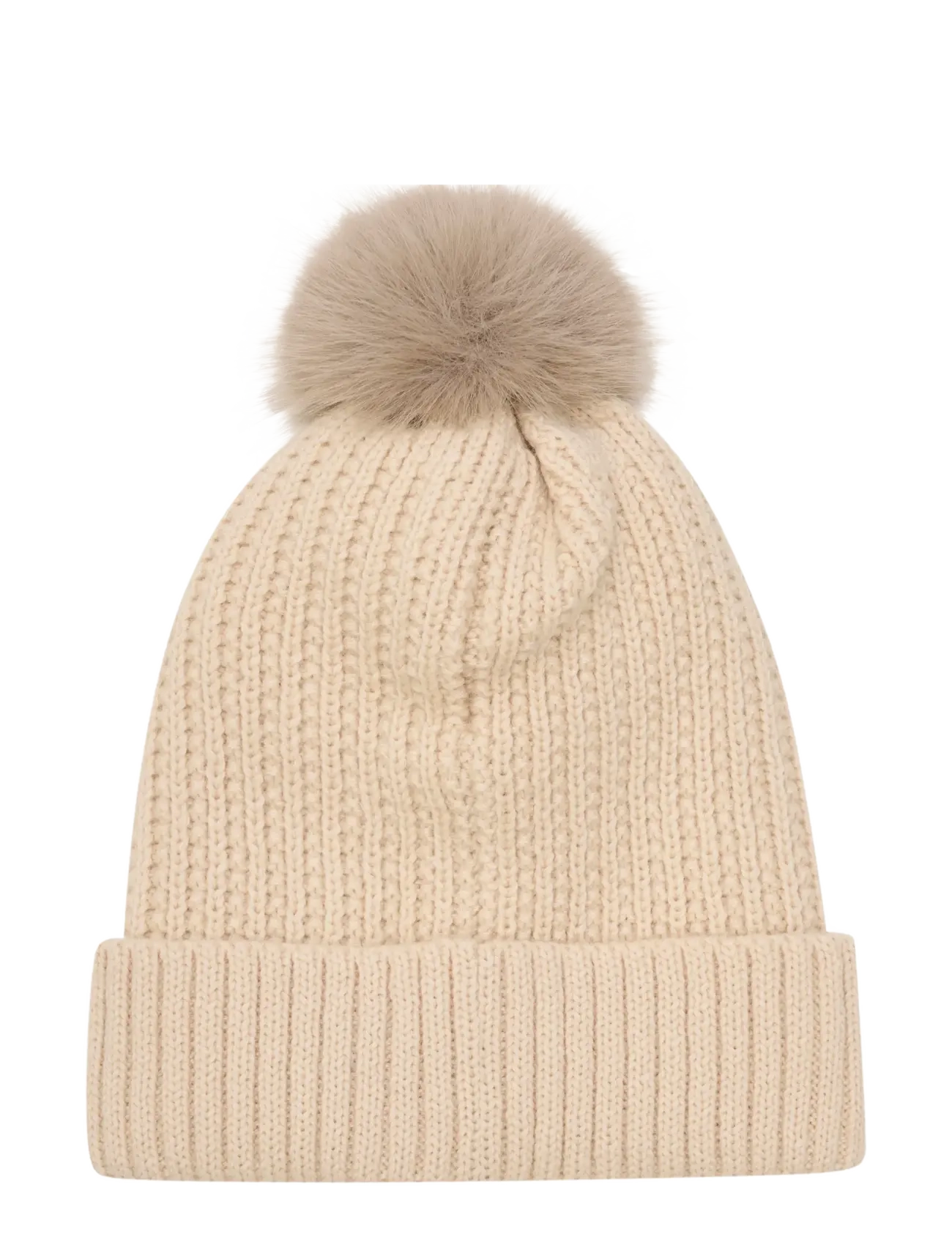 Minymo - Hat w. detachable fake fur - accessories - sandshell - 2
