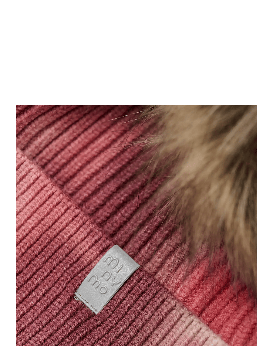 Minymo - Hat w. Fixed Pom Pom - beanies - withered rose - 3