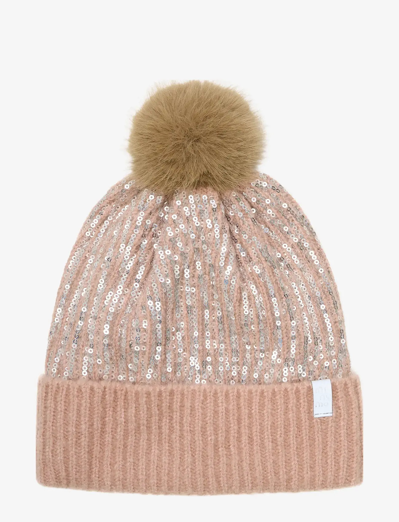 Minymo - Hat w. sequins & fixed pom pom - misty rose - 0