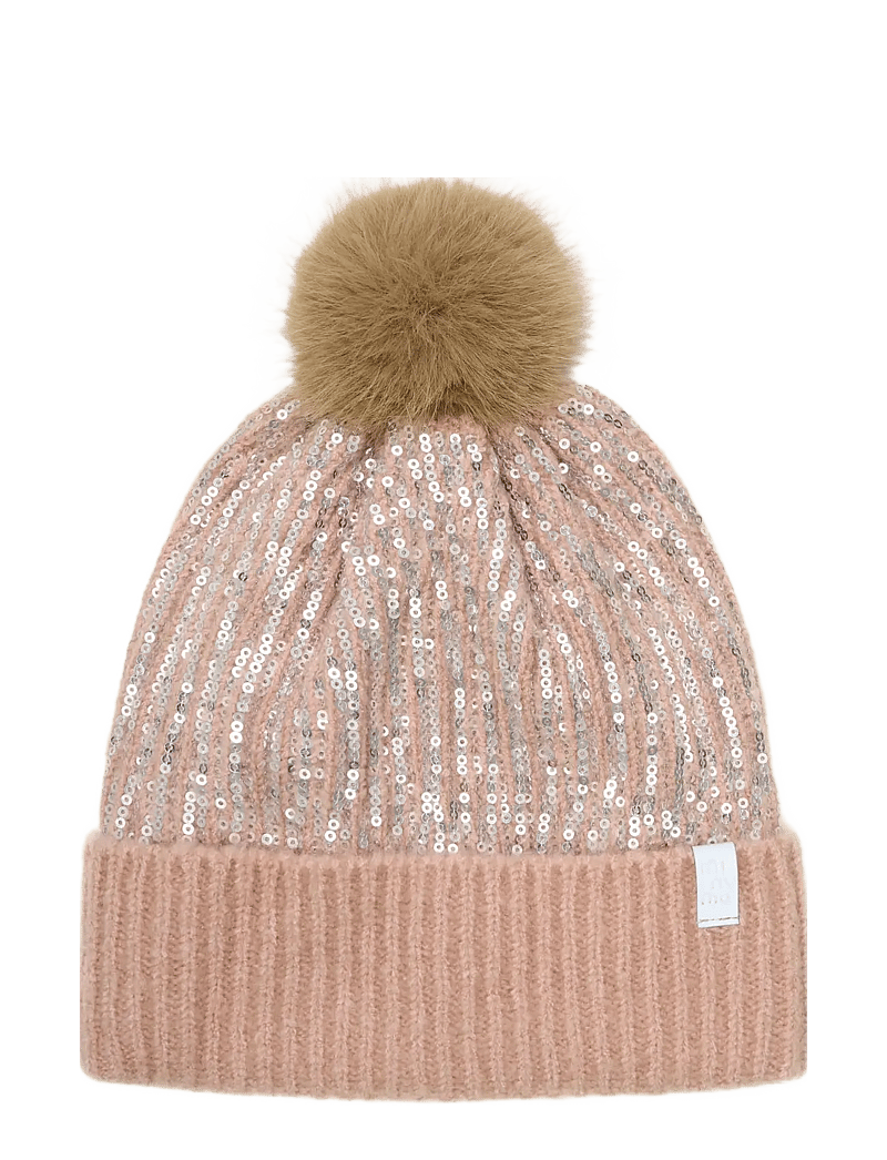 Minymo - Hat w. sequins & fixed pom pom - beanies - misty rose - 1