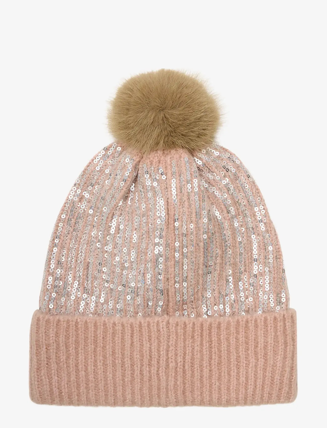 Minymo - Hat w. sequins & fixed pom pom - misty rose - 1