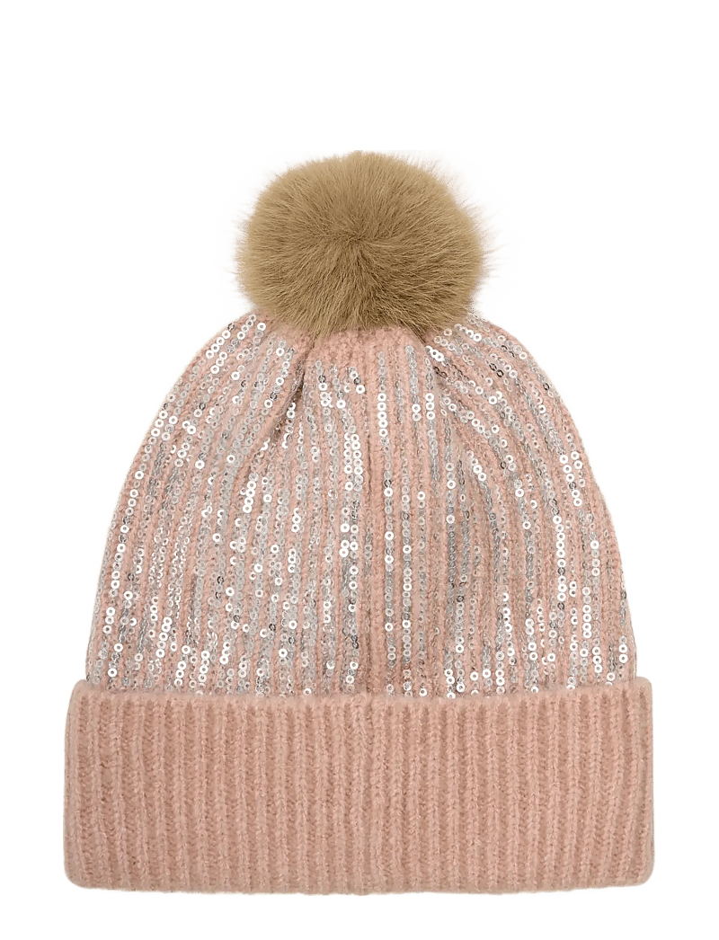 Minymo - Hat w. sequins & fixed pom pom - beanies - misty rose - 2