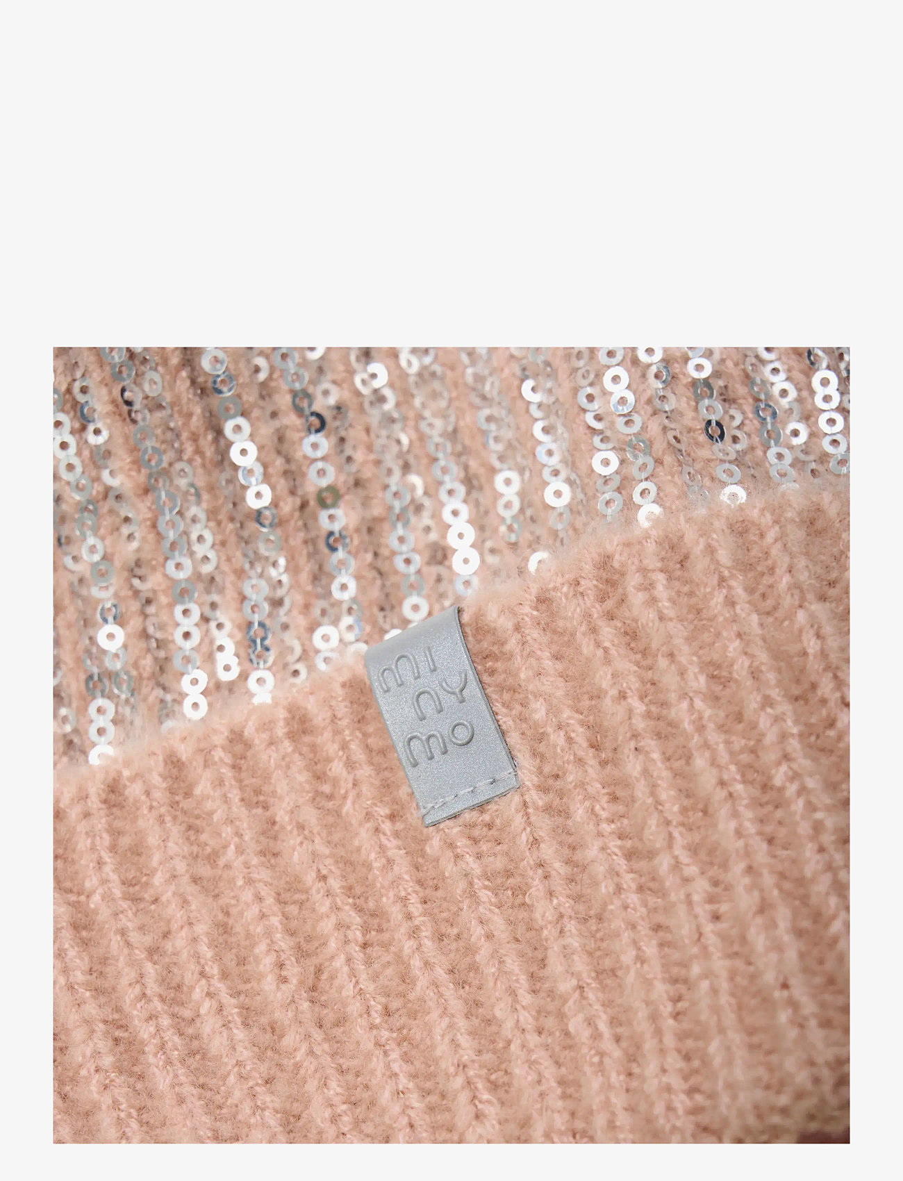 Minymo - Hat w. sequins & fixed pom pom - misty rose - 2