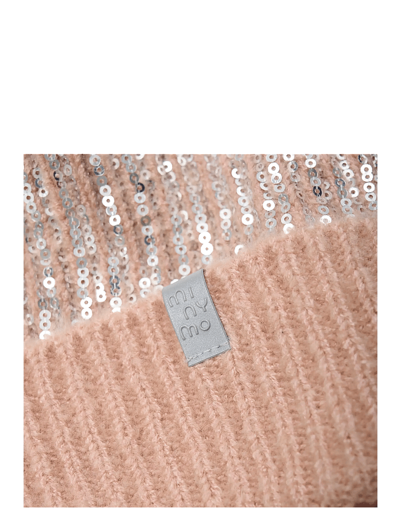 Minymo - Hat w. sequins & fixed pom pom - beanies - misty rose - 3