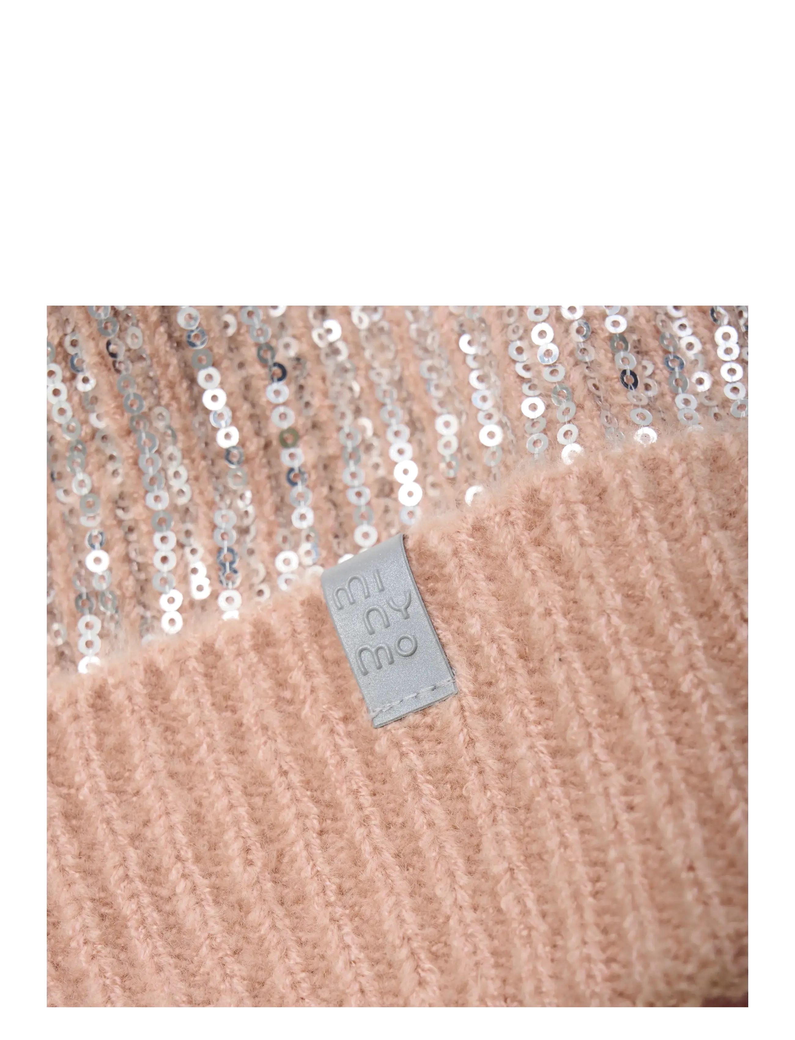 Minymo - Hat w. sequins & fixed pom pom - misty rose - 3