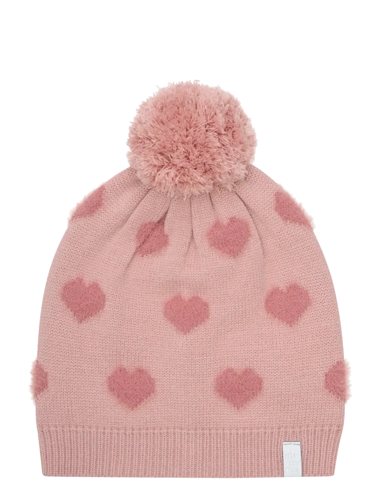 Minymo - Soft Teddy Pile Knit w. hearts - misty rose - 1
