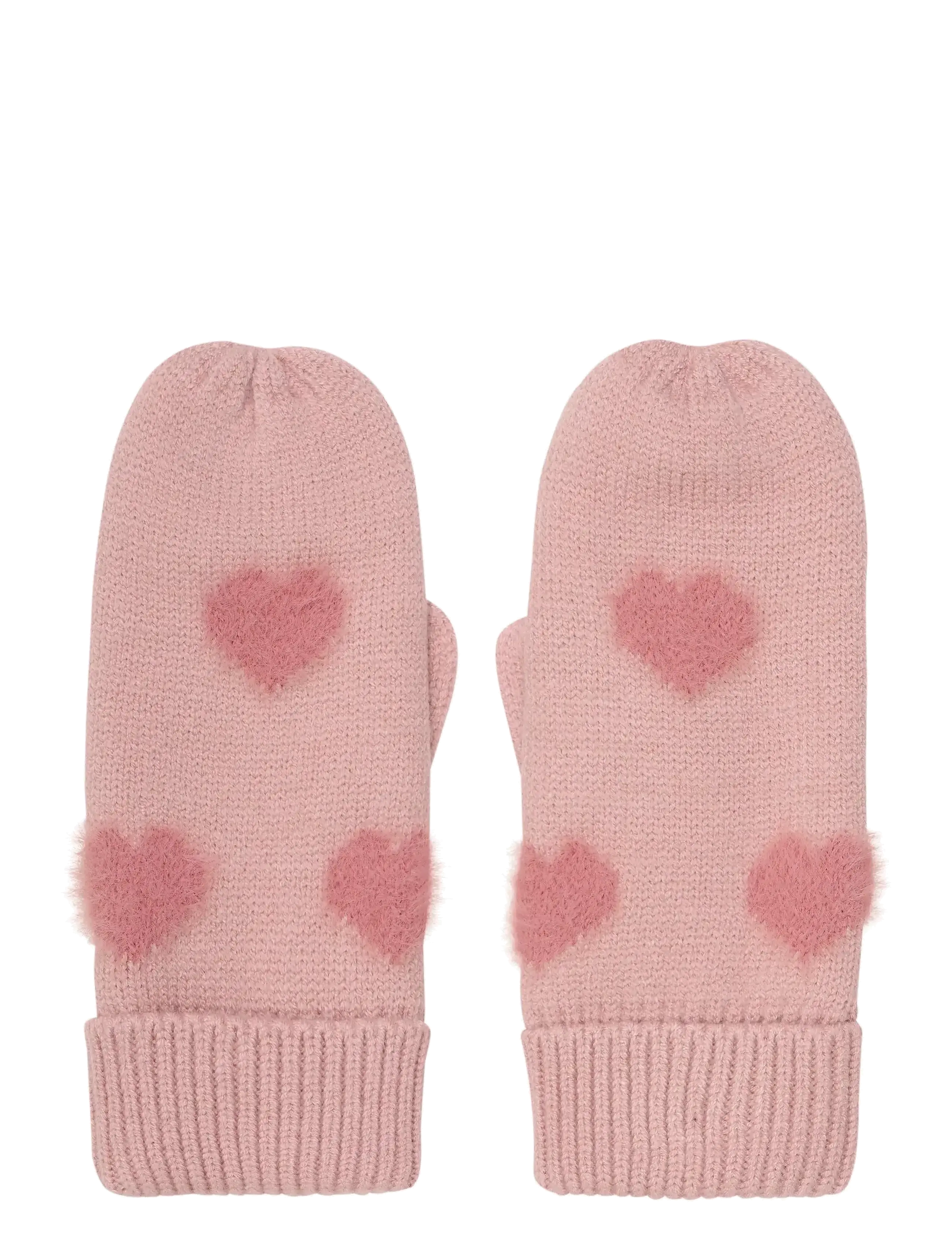 Knitted mittens soft teddy - MISTY ROSE