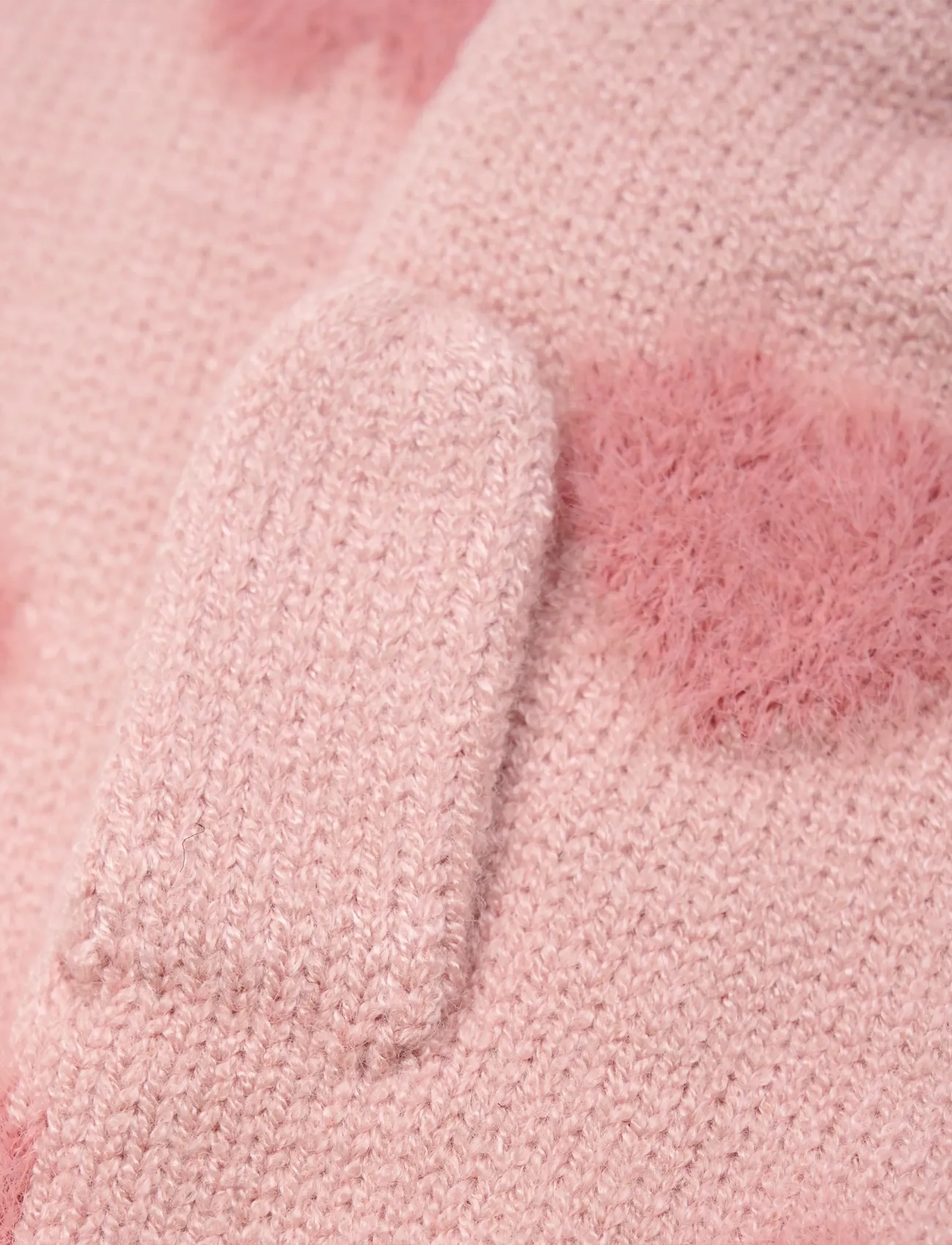 Minymo - Knitted mittens soft teddy - misty rose - 3