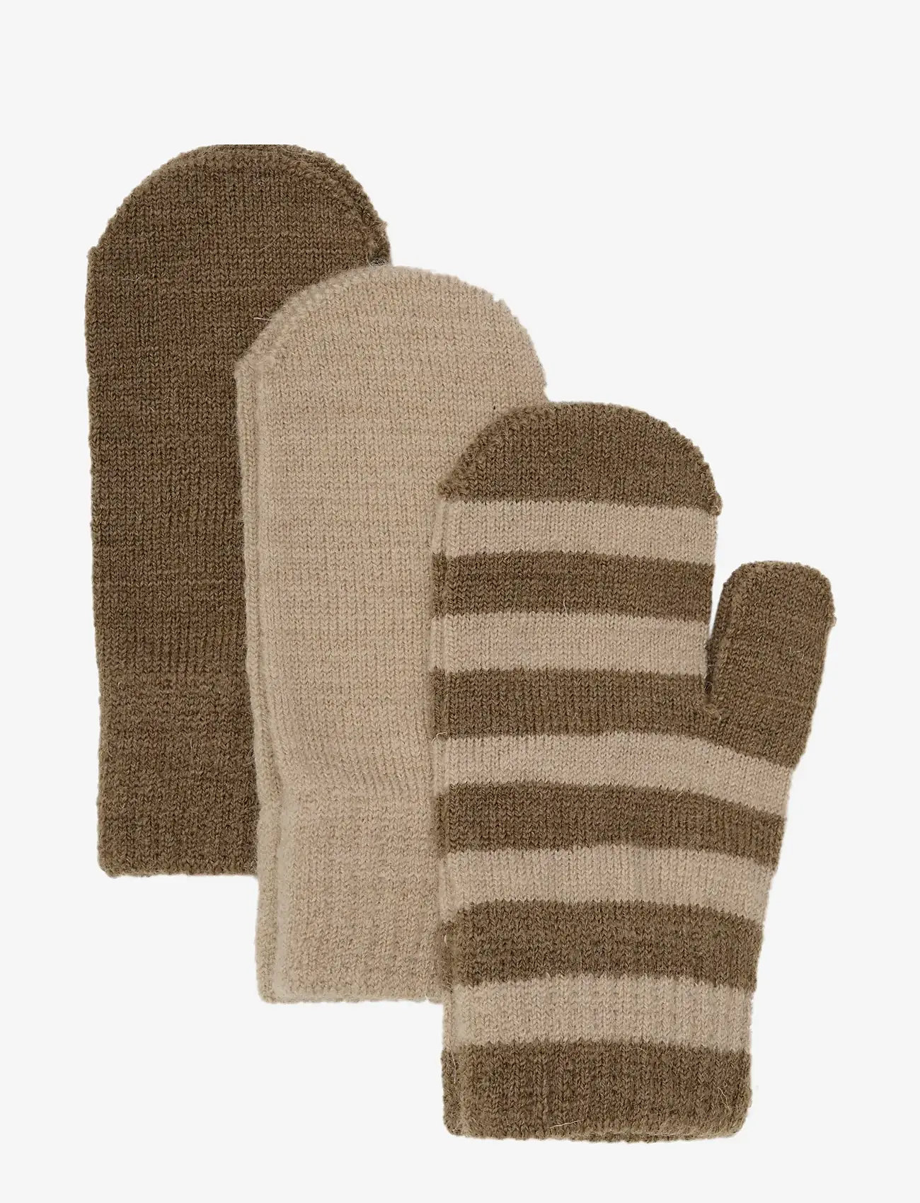 Minymo - Magic mittens knit 3-pack - accessoires - caribou - 0
