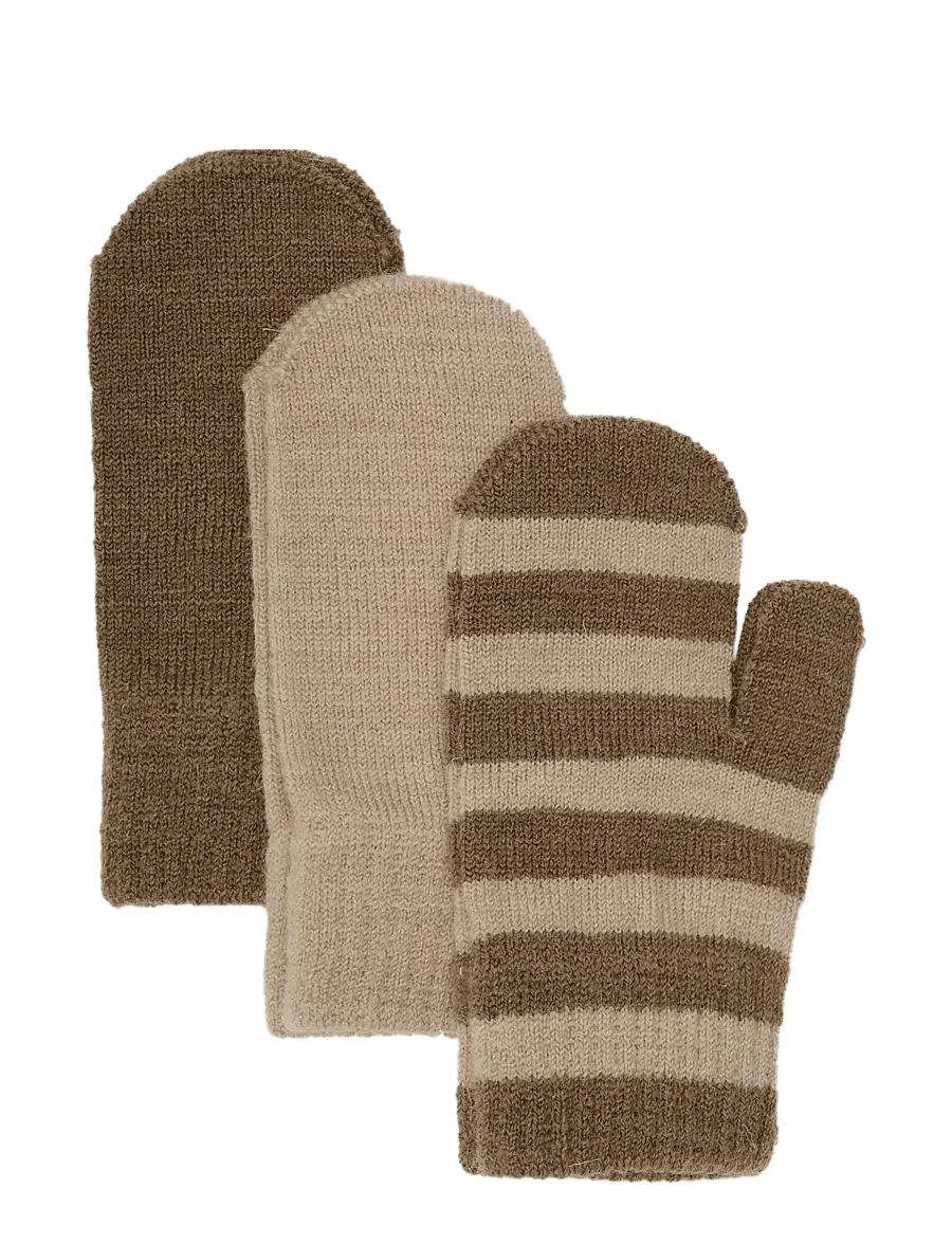 Minymo - Magic mittens knit 3-pack - handschuhe - caribou - 0