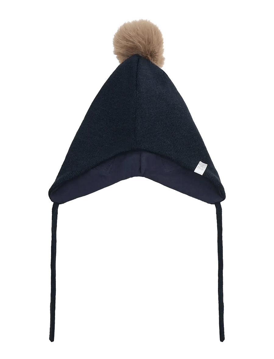 Minymo - Hat w. detachable fake fur - babymützen - dark sapphire - 1