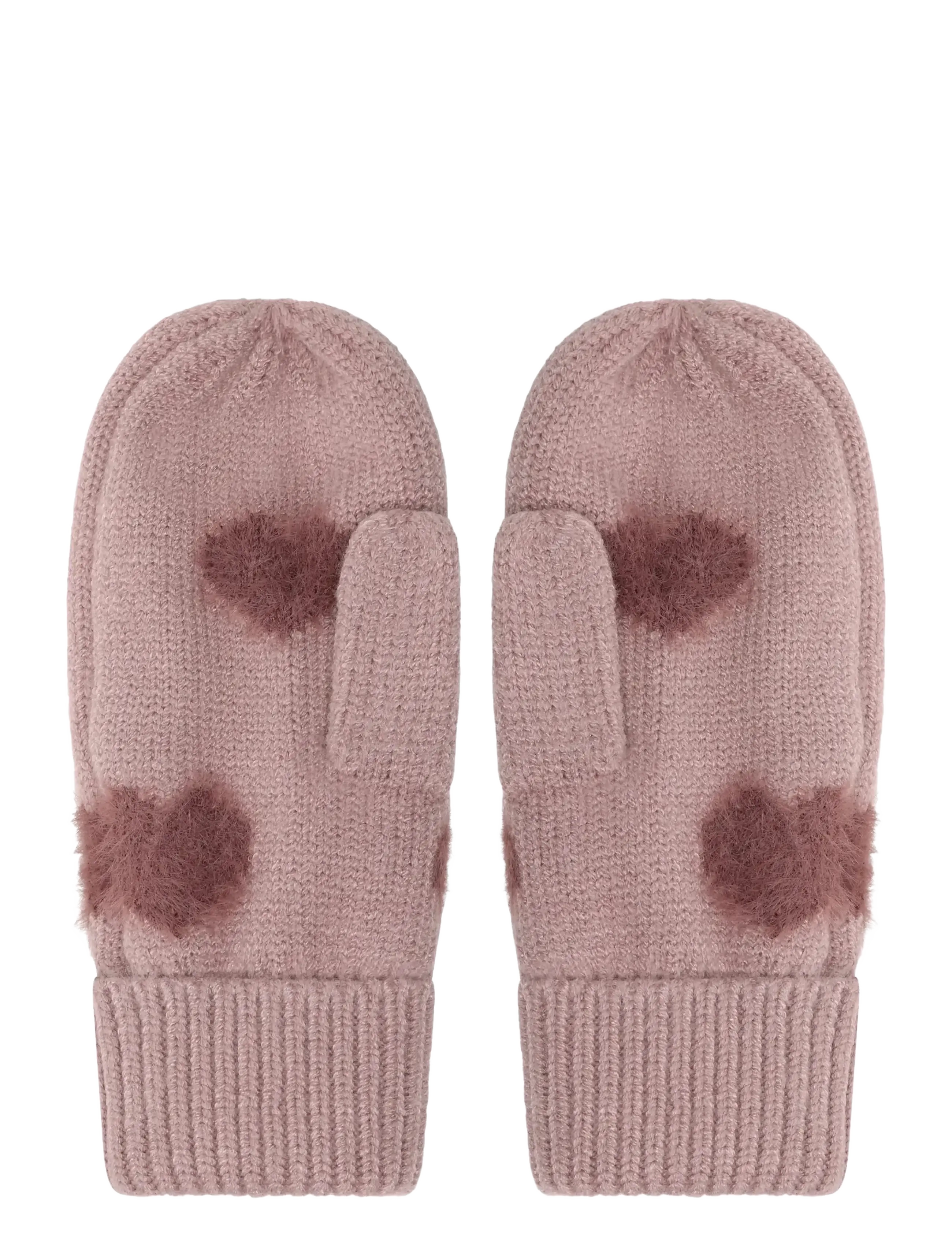Minymo Knitted mittens soft teddy - Accessories - FAWN / pink/rose
