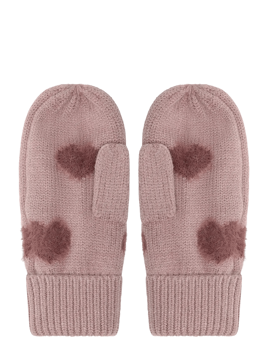 Minymo - Knitted mittens soft teddy - kindad - fawn - 0