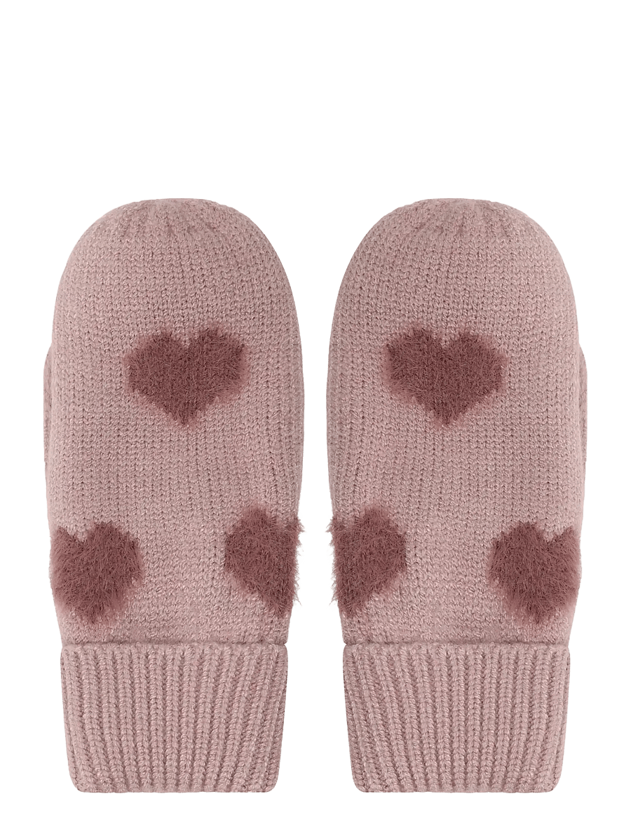 Minymo - Knitted mittens soft teddy - kindad - fawn - 1