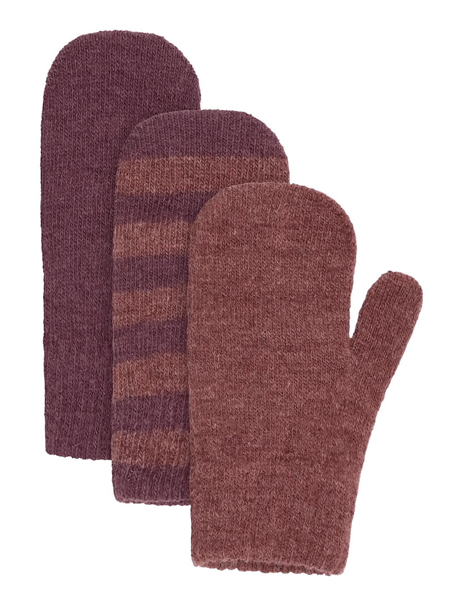 Minymo - Magic mittens knit 3-pack - handschuhe - huckleberry - 0