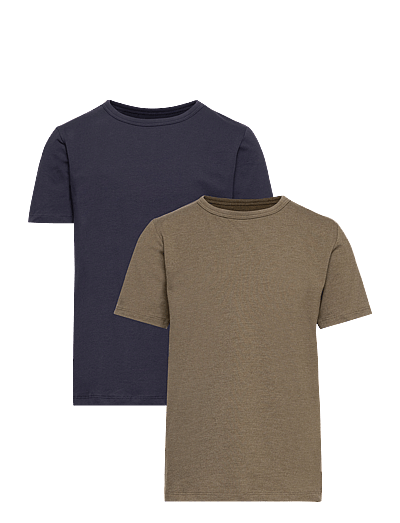Minymo Basic 32 -T-shirt SS (2-pack) - Fødselsdagsgaver - DARK OLIVE / multi