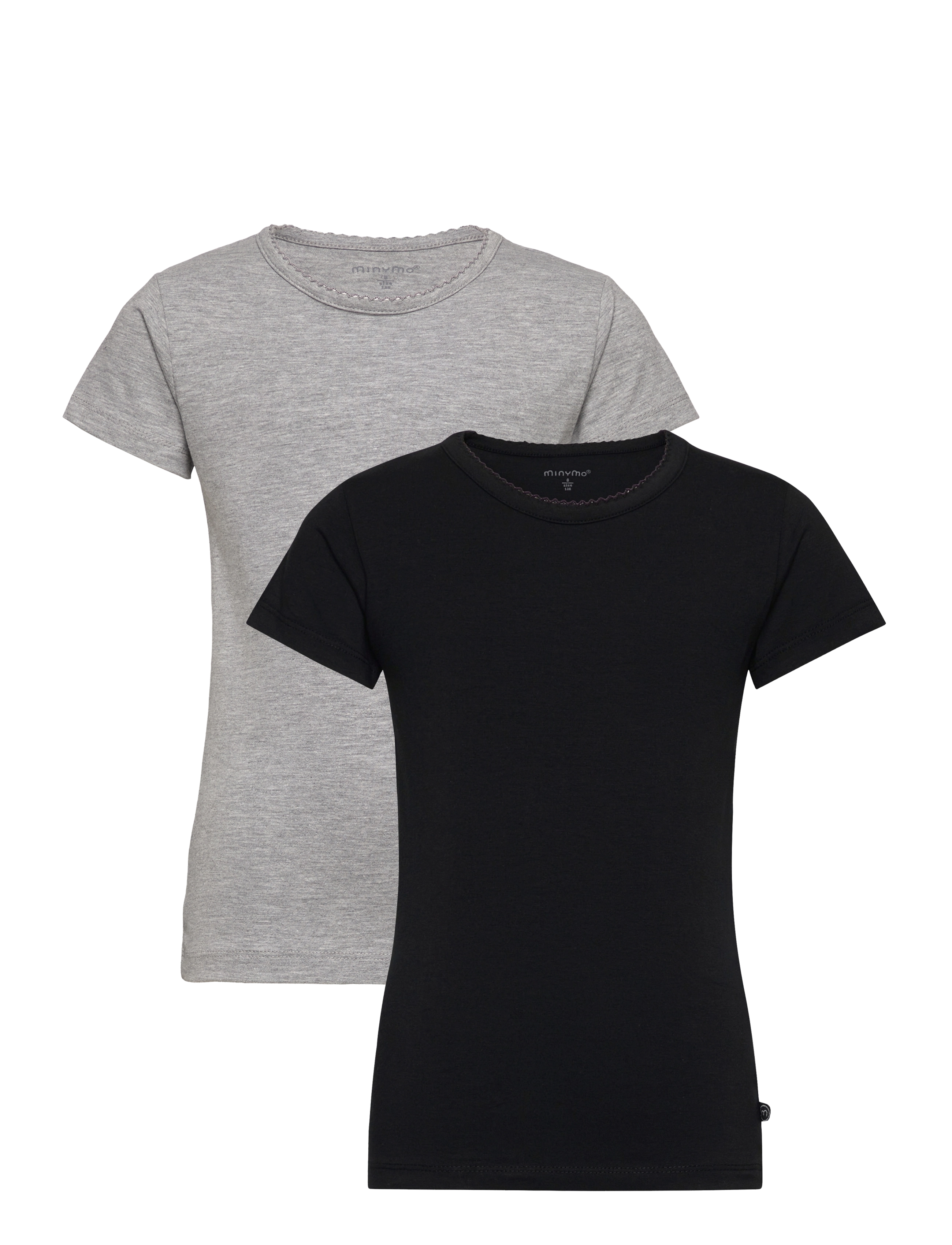 Minymo Basic 33 -T-Shirt Ss (2-Pack), 104, T-shirts, Schwarz - Short-sleeved, Kinder