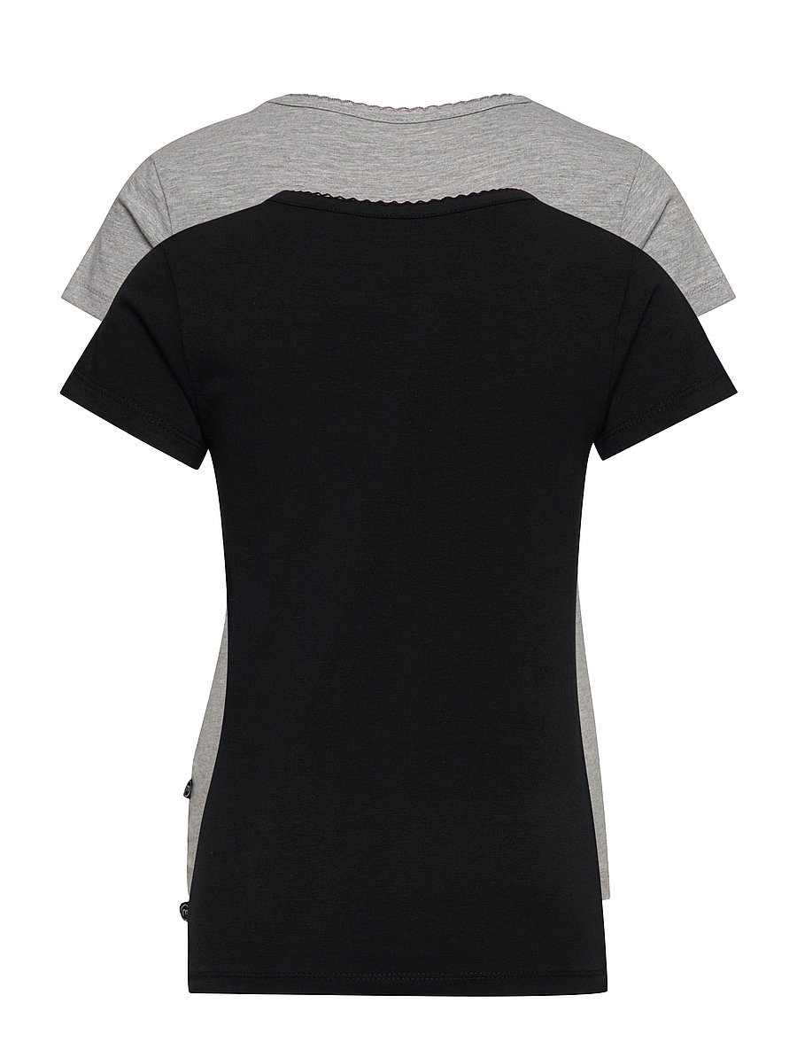 Minymo - Basic 33 -T-shirt SS (2-pack) - kortärmade t-shirts - anthacite black - 4