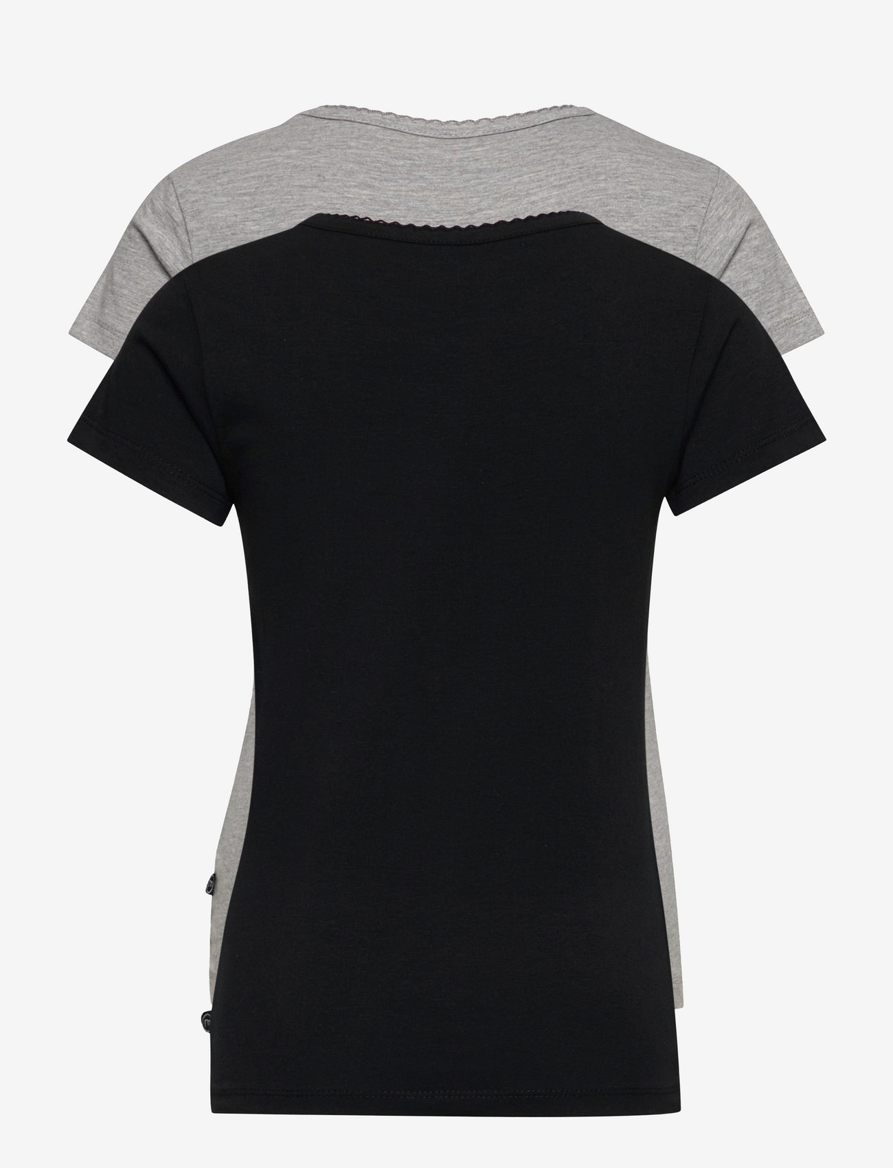Minymo - Basic 33 -T-shirt SS (2-pack) - kortærmede t-shirts - anthacite black - 4