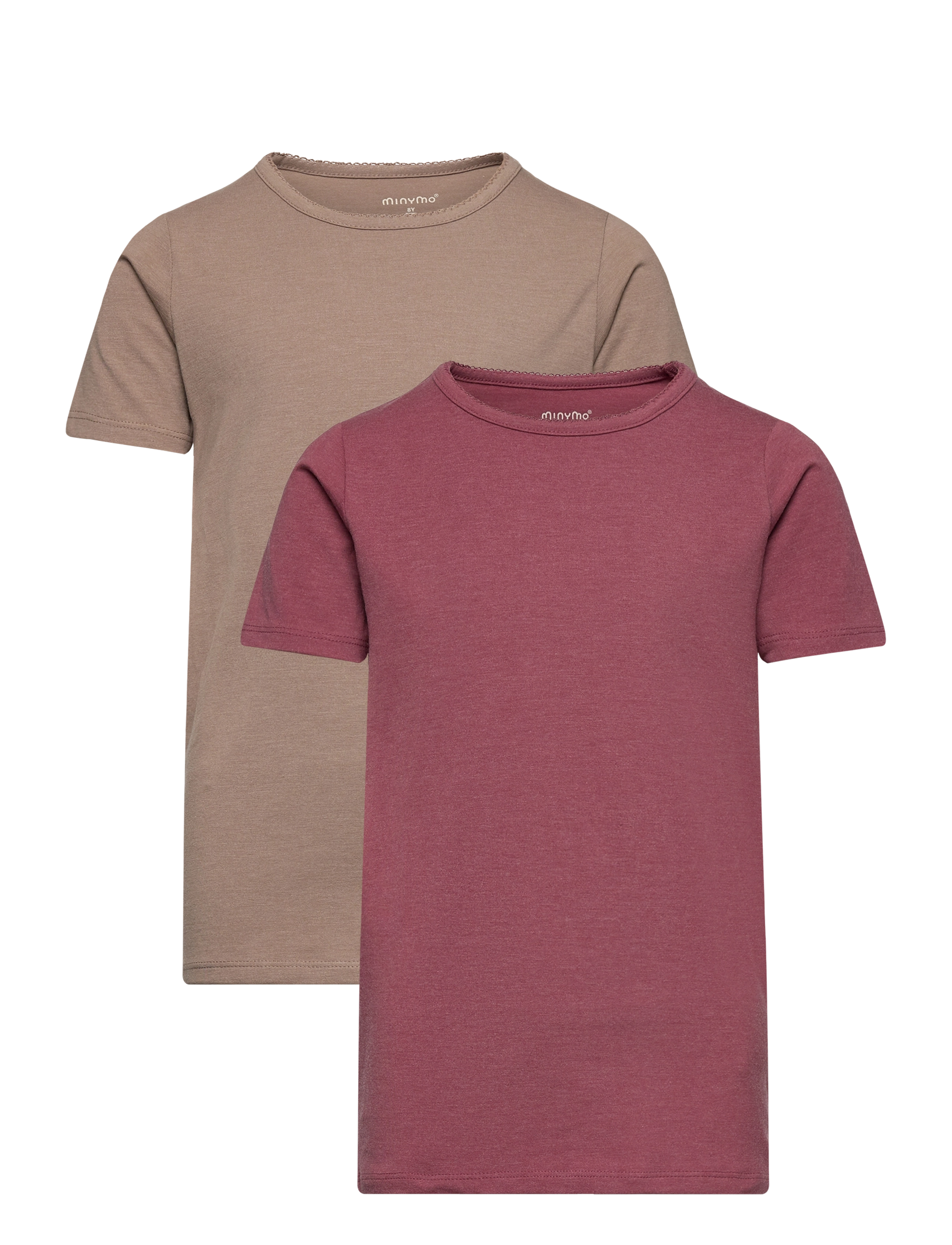 Minymo Basic 33 -T-Shirt Ss (2-Pack), 116, T-shirts, Rosa - Short-sleeved, Kinder