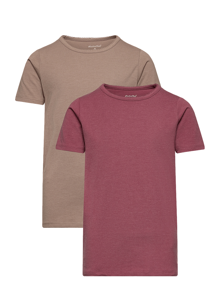 Minymo - Basic 33 -T-shirt SS (2-pack) - kortärmade t-shirts - apple butter - 0