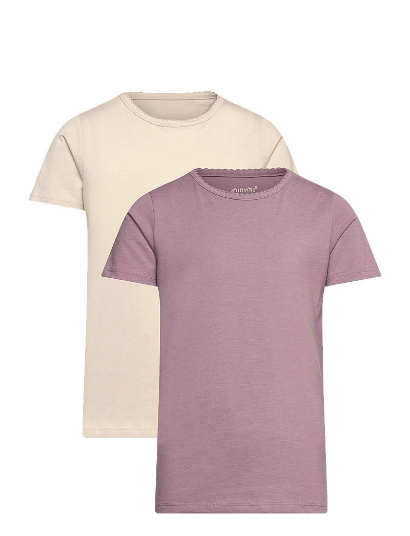 Minymo - Basic 33 -T-shirt SS (2-pack) - kortærmede t-shirts - elderberry - 0