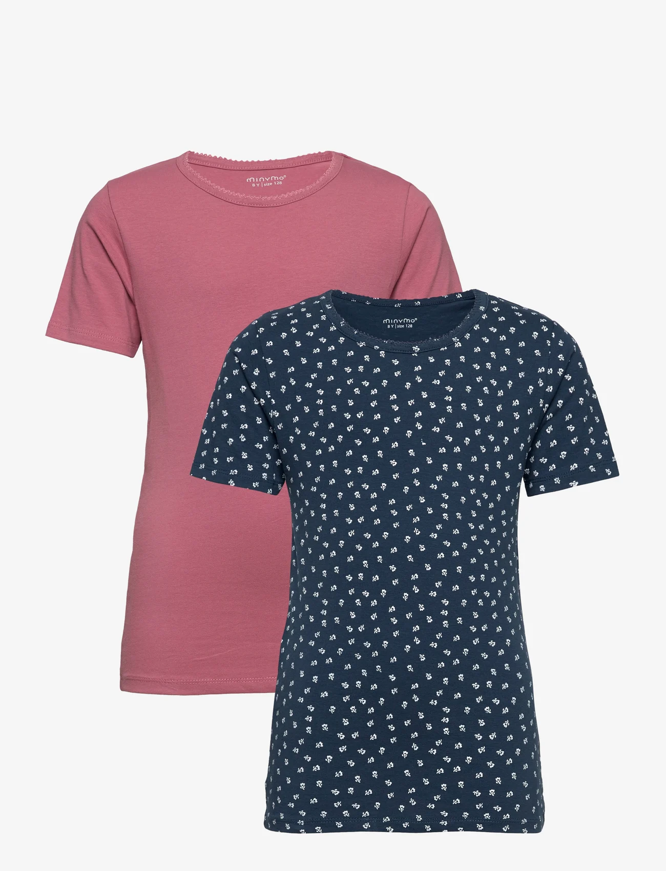 Minymo - Basic 33 -T-shirt SS (2-pack) - kortermede t-skjorter - mesa rose - 0