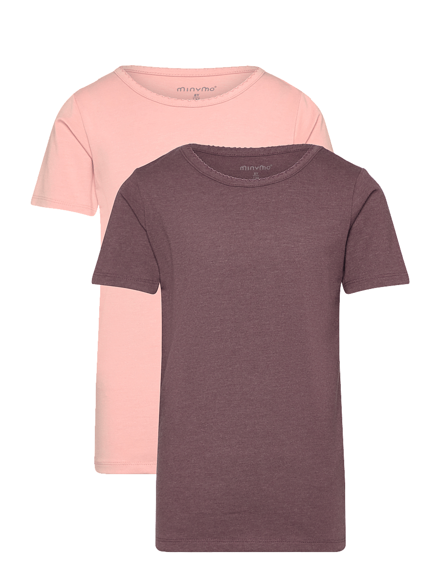Minymo - Basic 33 -T-shirt SS (2-pack) - lühikeste varrukatega t-särgid - misty rose - 0