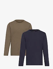 Minymo - Basic 34 -T-shirt LS (2-pack) - langermede t-skjorter - dark olive - 0
