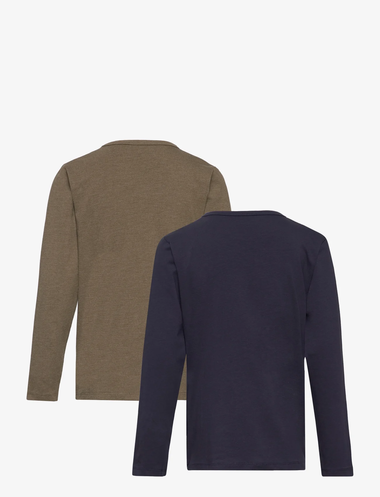 Minymo - Basic 34 -T-shirt LS (2-pack) - langermede t-skjorter - dark olive - 1