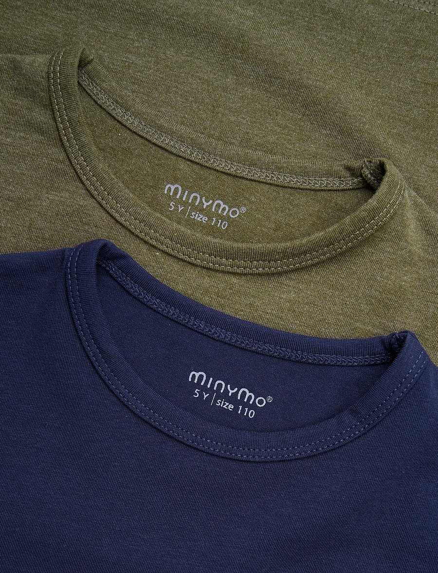 Minymo - Basic 34 -T-shirt LS (2-pack) - långärmade t-shirts - dark olive - 1
