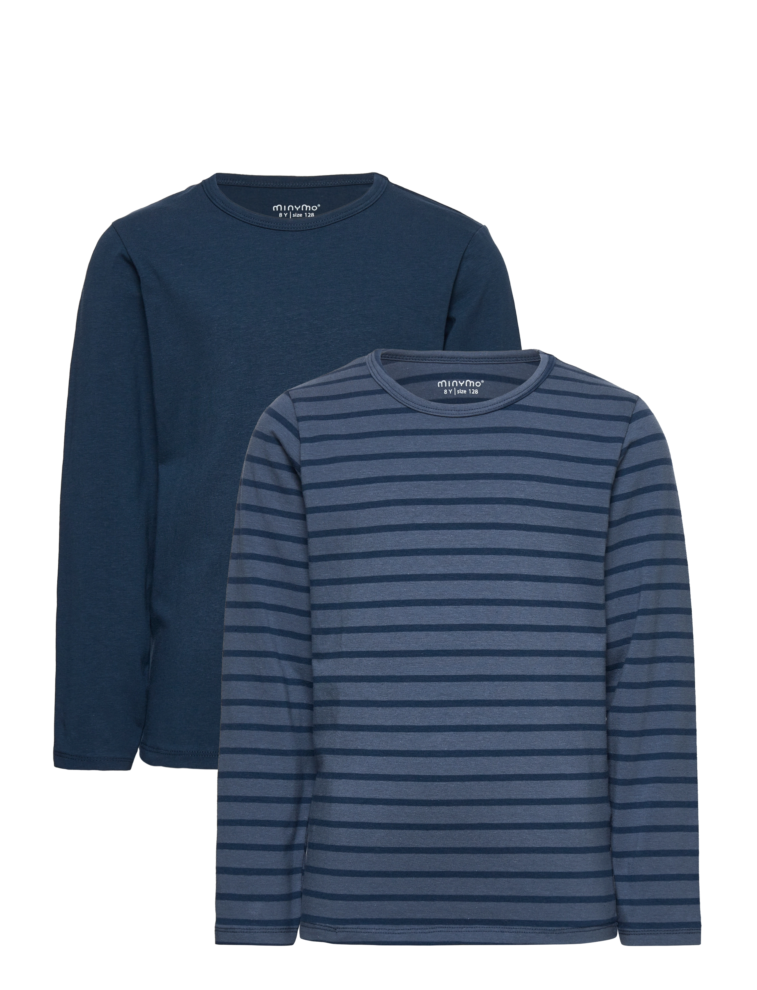 Minymo Basic 34 -T-Shirt Ls (2-Pack), 86, T-shirts, Marineblau - Long-sleeved Kinder