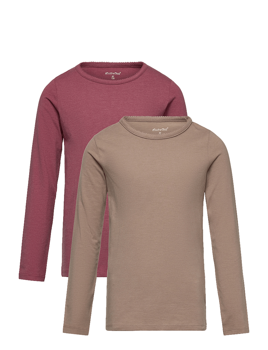 Minymo - Basic 35 -T-shirt LS (2-pack) - langærmede t-shirts - apple butter - 0