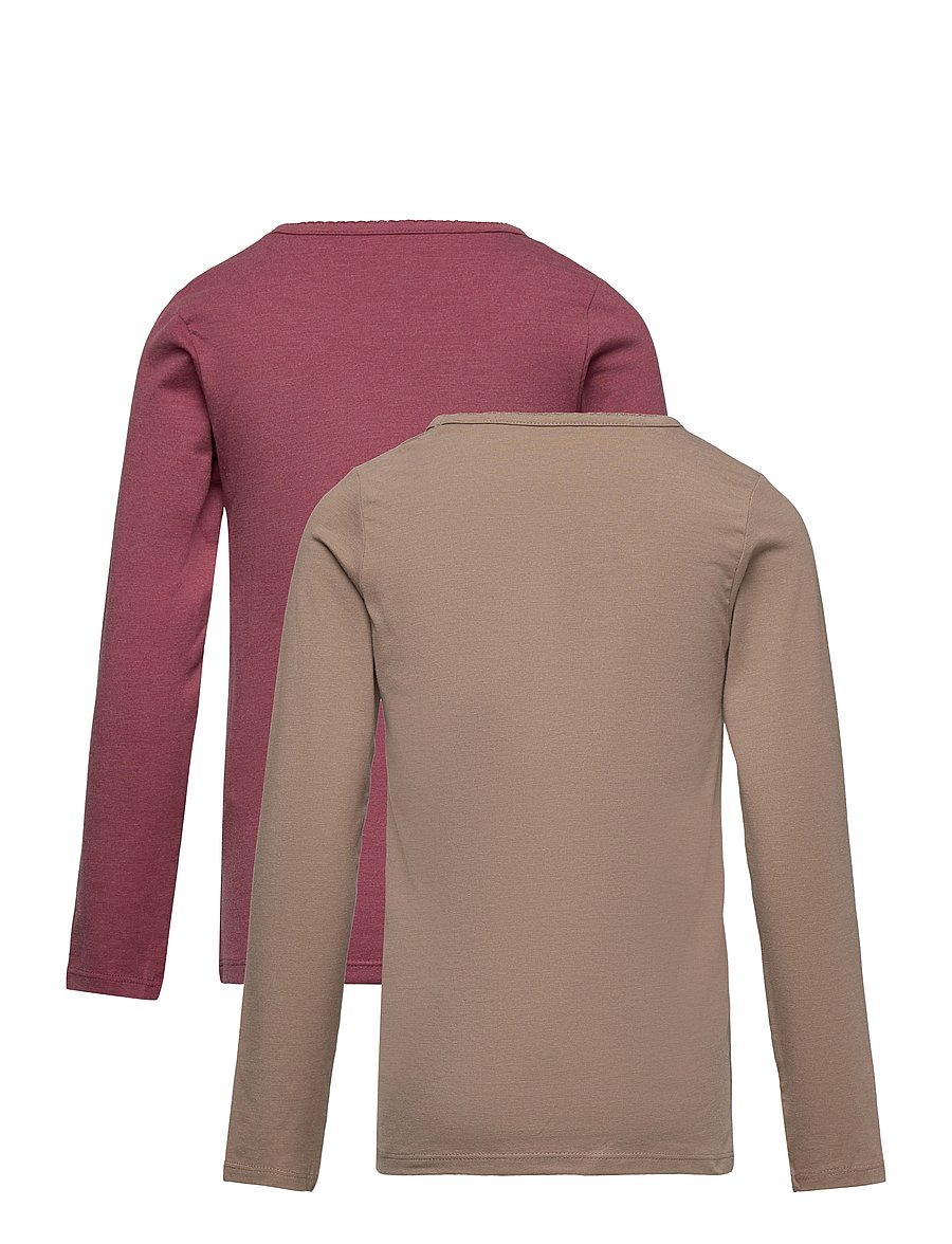 Minymo - Basic 35 -T-shirt LS (2-pack) - langærmede t-shirts - apple butter - 1