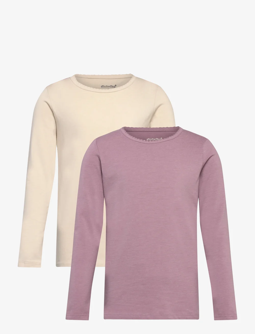Minymo - Basic 35 -T-shirt LS (2-pack) - långärmade t-shirts - elderberry - 0