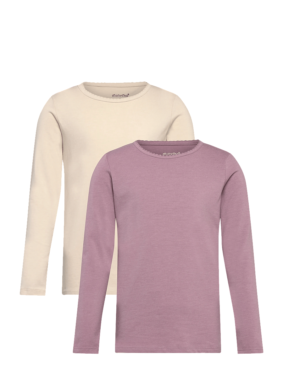 Minymo - Basic 35 -T-shirt LS (2-pack) - t-krekli ar garām piedurknēm - elderberry - 0