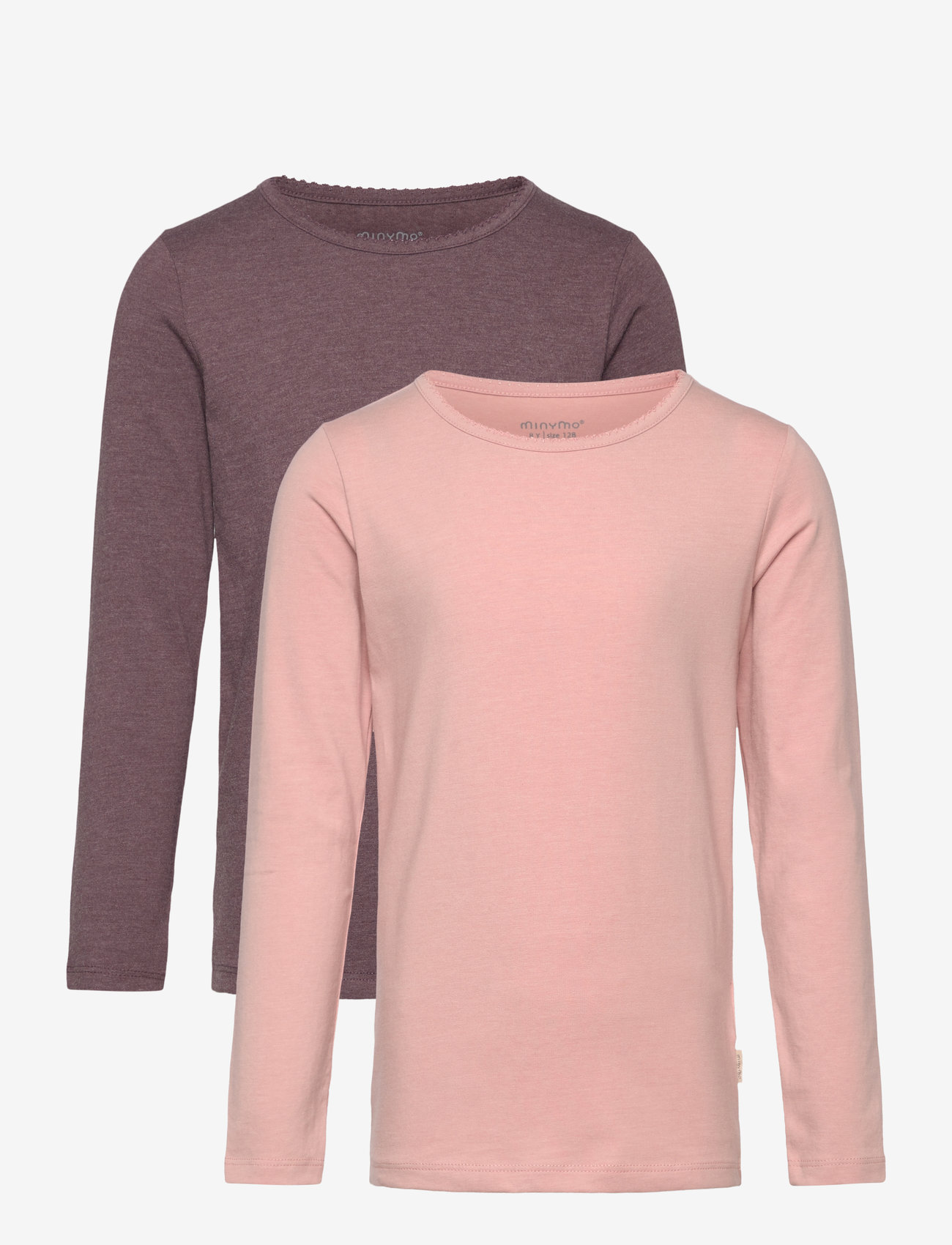 Minymo - Basic 35 -T-shirt LS (2-pack) - efterårstøj - misty rose - 0