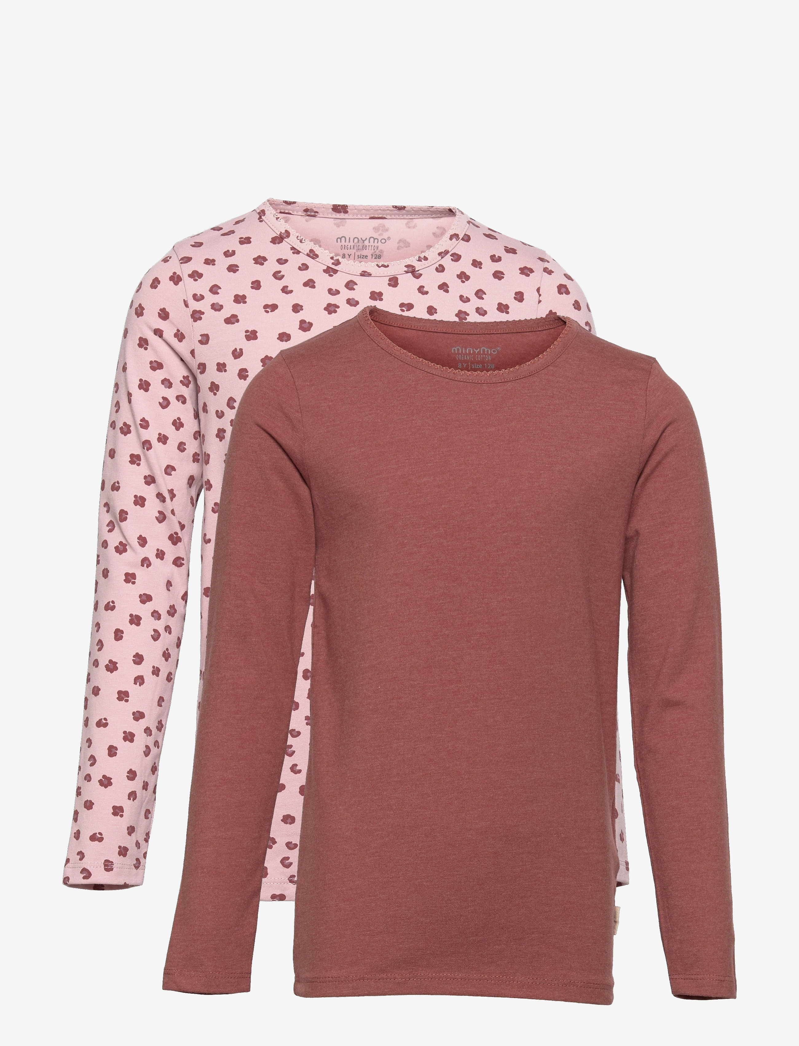 Minymo Basic 35 -T-shirt LS (2-pack) - Overdele - VIOLET ICE / brown