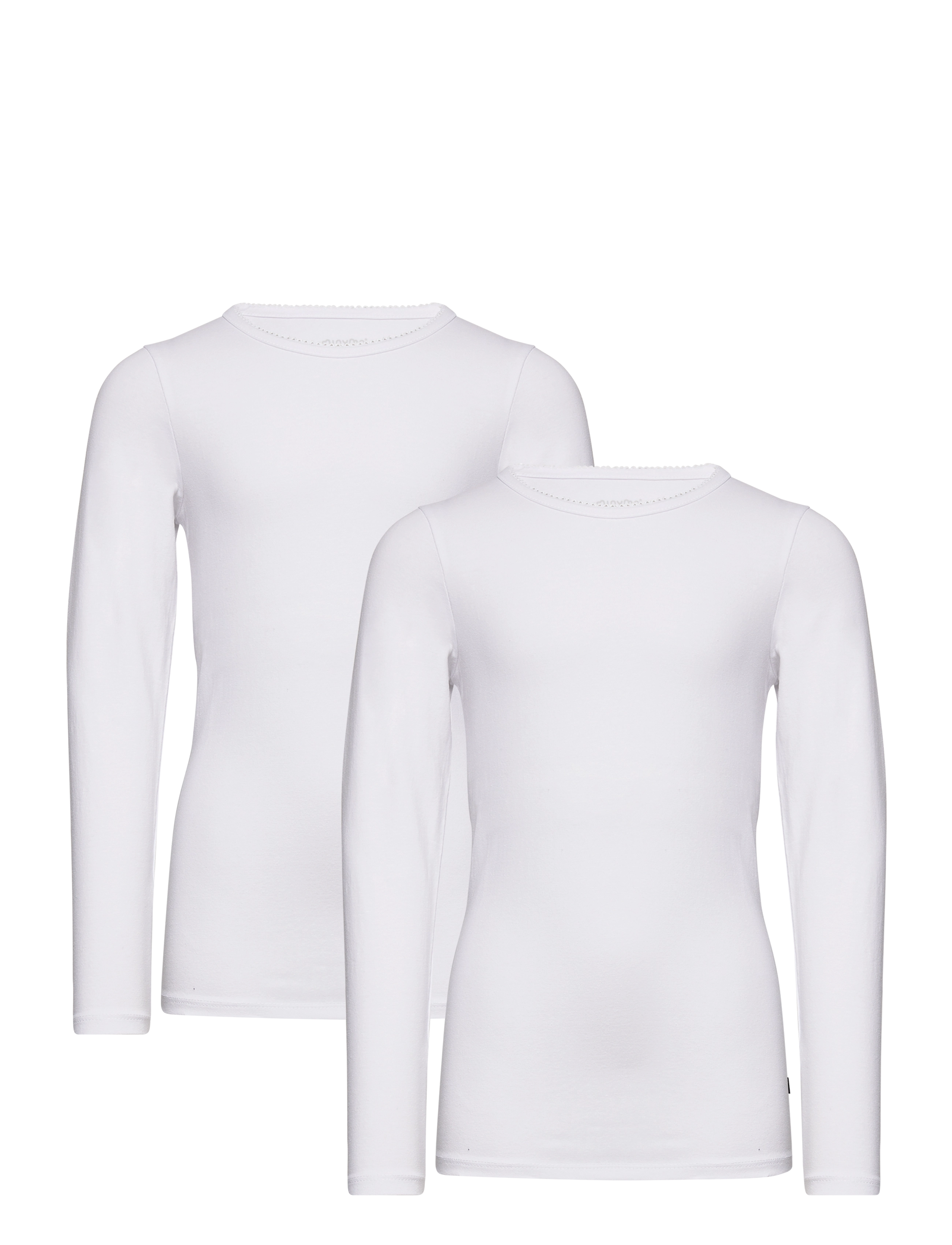 Minymo Basic 35 -T-Shirt Ls (2-Pack), Børn, Basic Langærmet T-shirt 2-Pak, Hvid, Str: 110