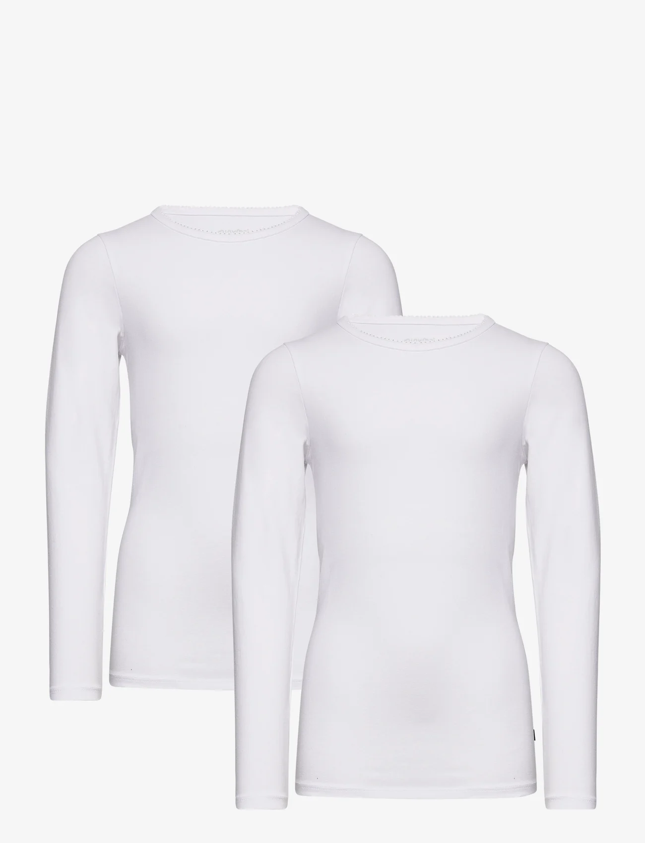 Minymo - Basic 35 -T-shirt LS (2-pack) - langærmede t-shirts - white - 0