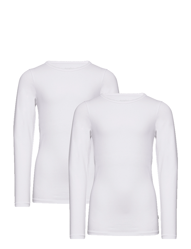 Minymo - Basic 35 -T-shirt LS (2-pack) - långärmade t-shirts - white - 0