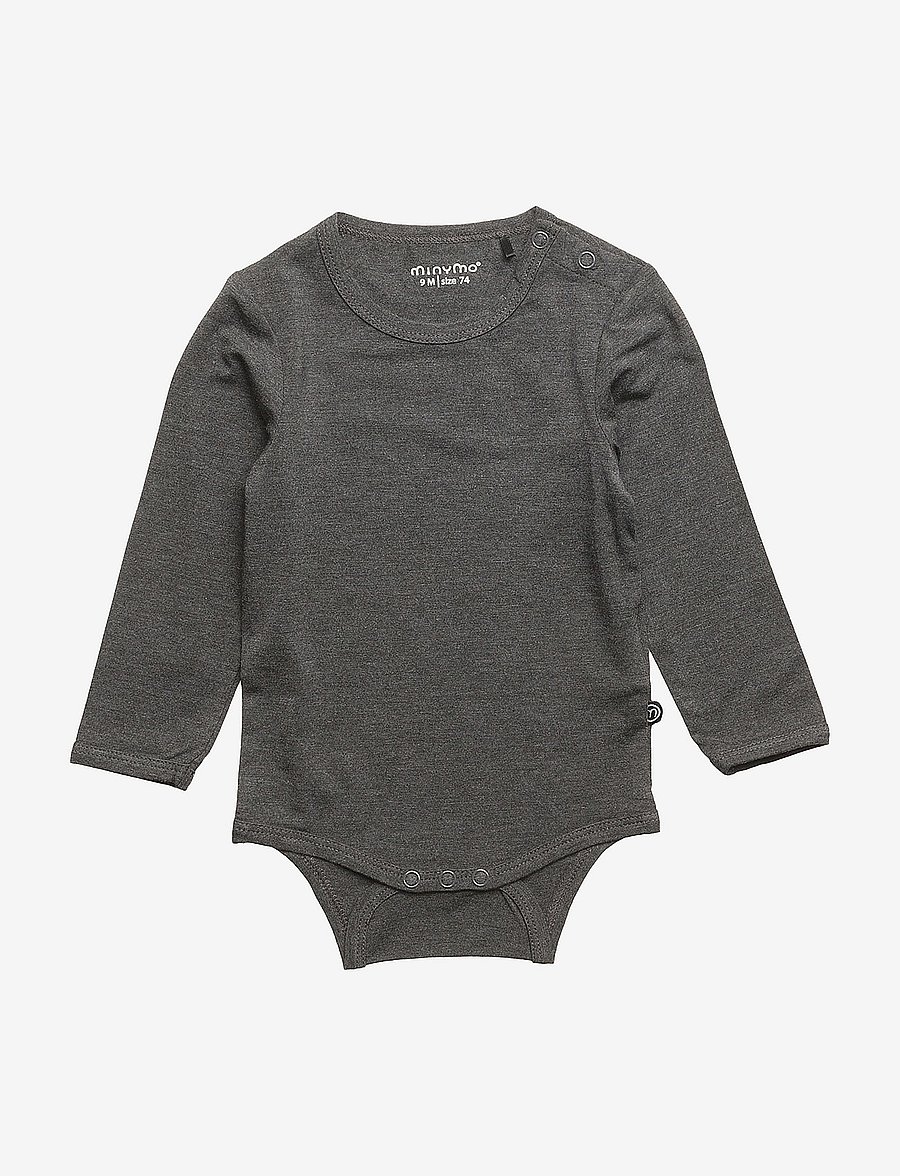 Minymo - Body LS - langärmelige bodys - dark grey melange - 0