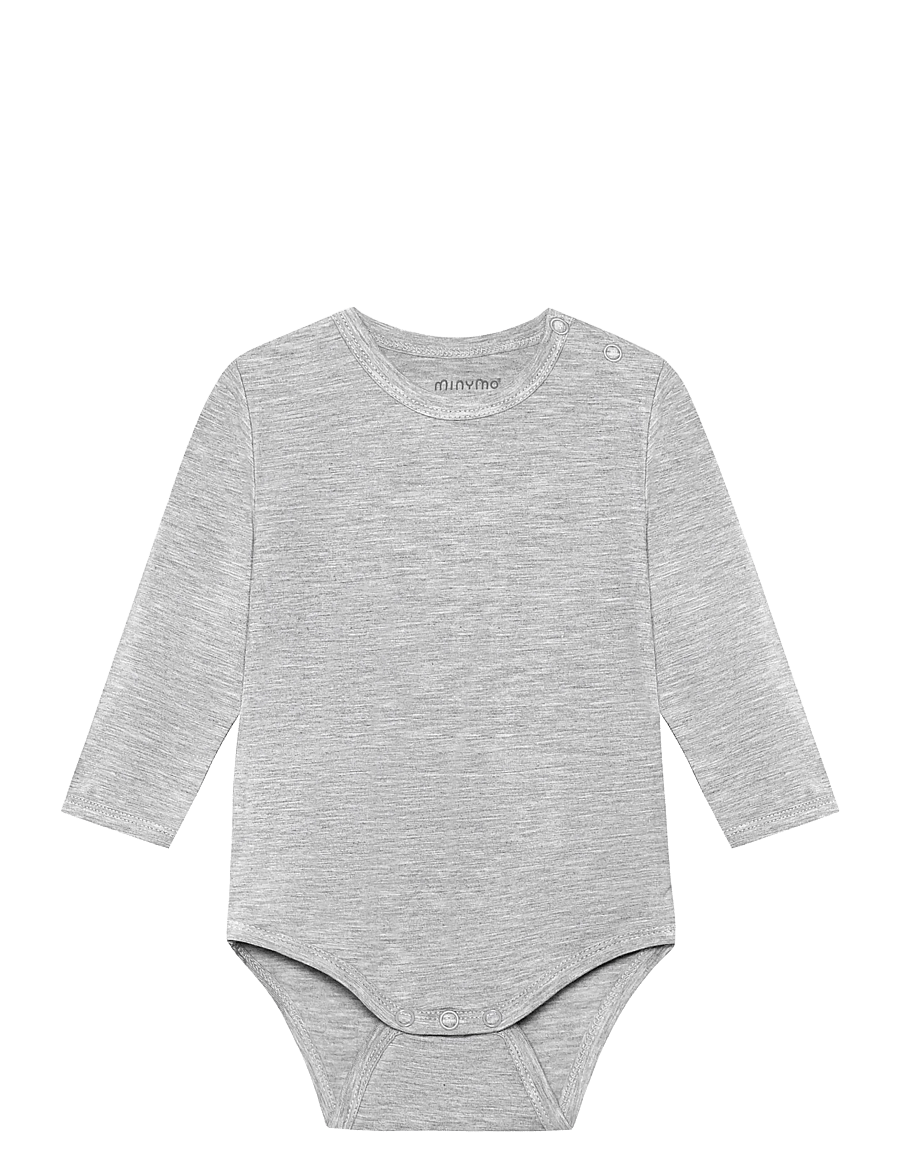Minymo - Body LS - long-sleeved bodies - mediumgreymelange - 0