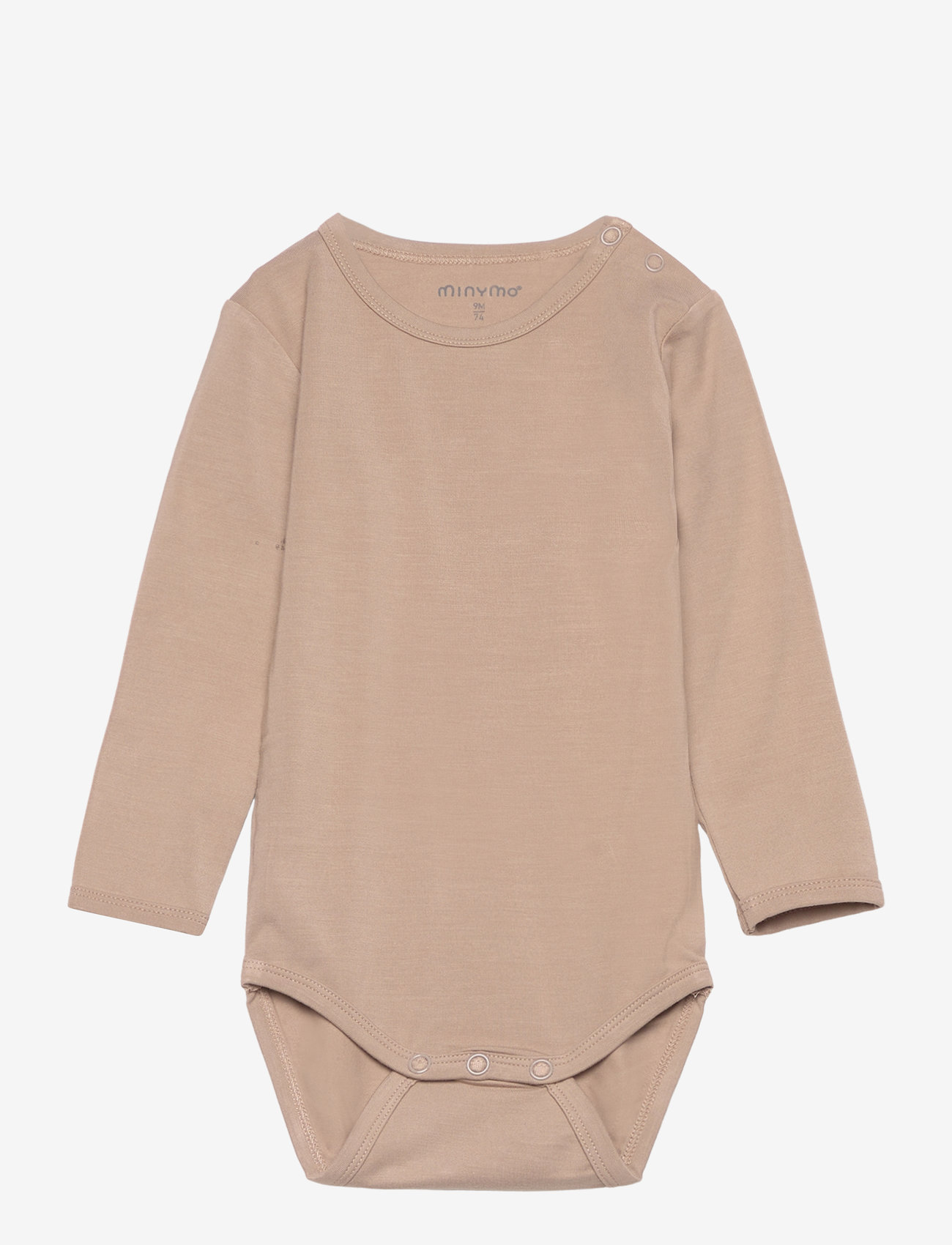 Minymo - Body LS - ensfarvede langærmede bodyer - simply taupe - 0